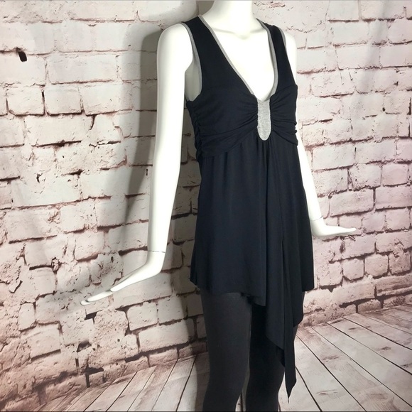 MOD-O-DOC Tops - MOD-O-DOC  asymmetrical sleeveless tunic top black & grey Size SMALL
